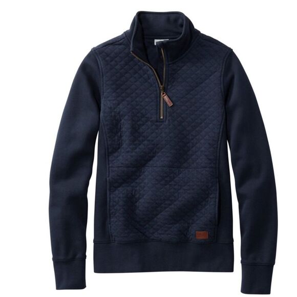 SOLD L.L. BEAN Women's Quilted Quarter-Zip Pullover, Navy, Size Small, NWOT - Picture 1 of 7